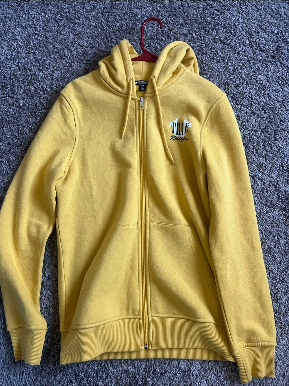 True Religion Mustard Yellow Hooded Zip Sweatshirt